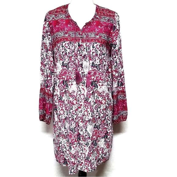 LUCKY Brand Pleated Natural Multi Shift Dress - Picture 2 of 8